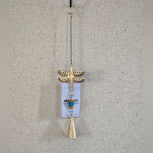 Recycled Material Dragonfly Wind Chime with Turquoise Accent - NWT